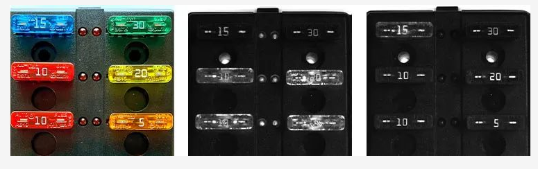 左：實際部分；中：紅光（不清楚的數字）；右：藍光（清晰的數字）.png